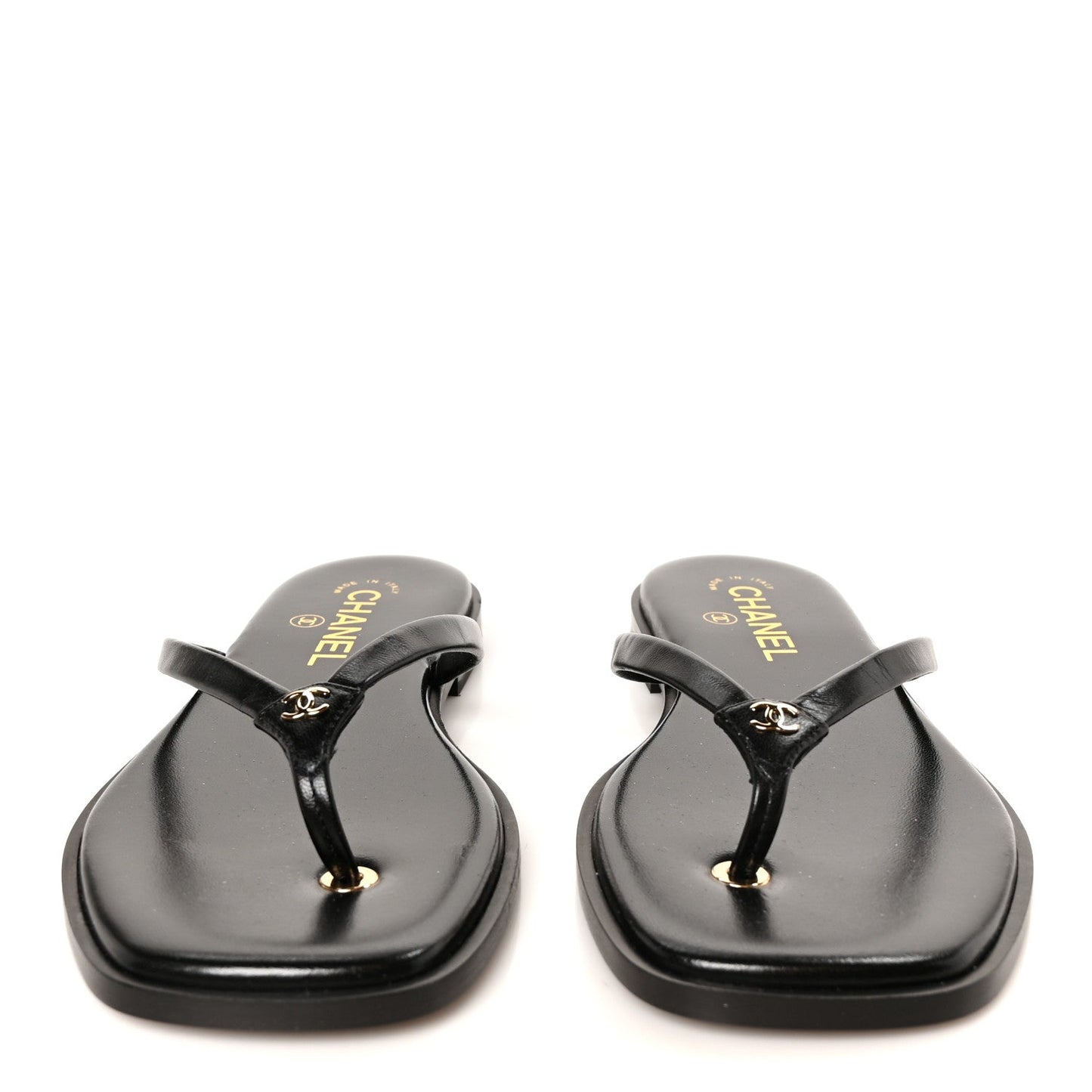Goatskin CC Times Square Thong Sandals 38 Black
