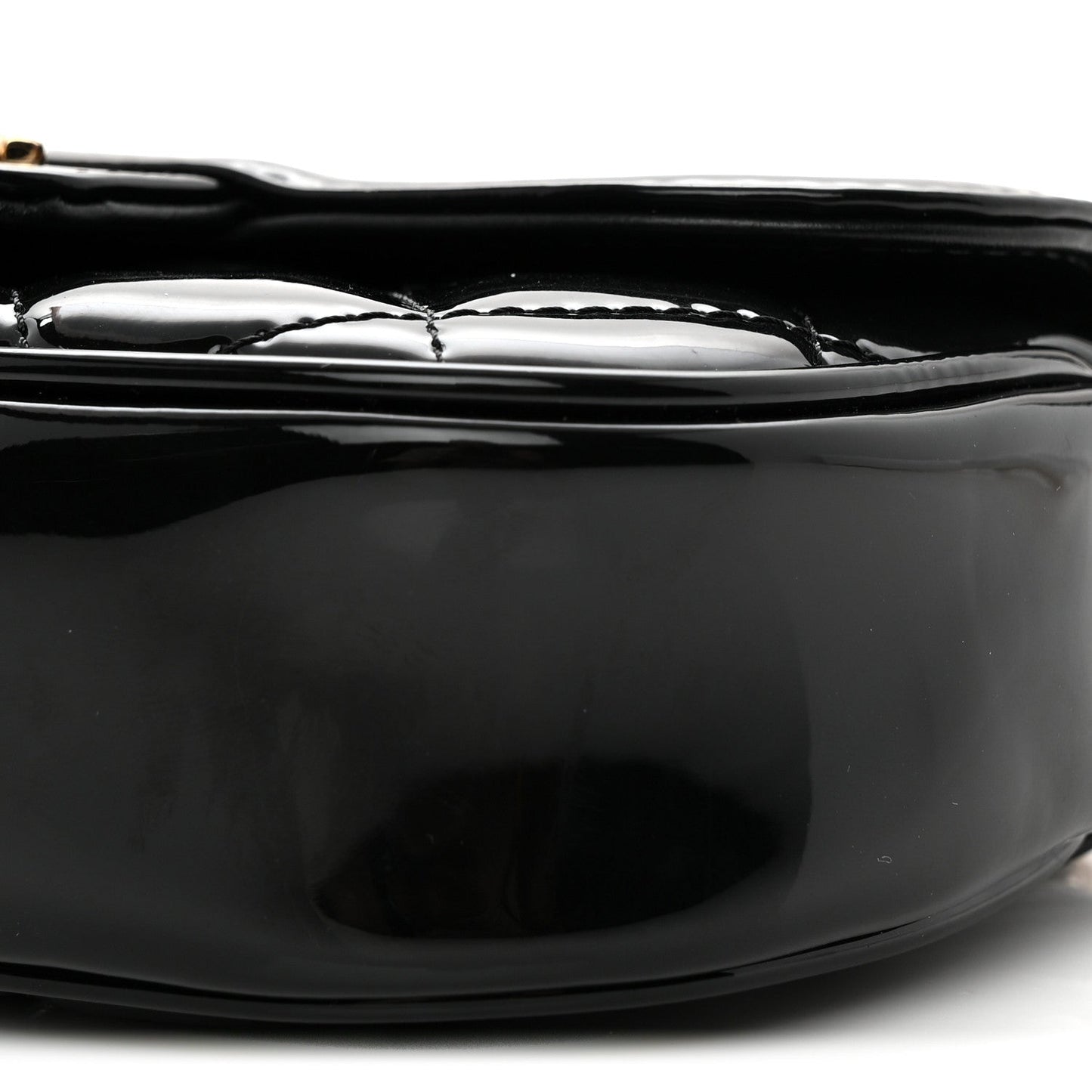 Patent Calfskin Quilted Mini Clutch Black
