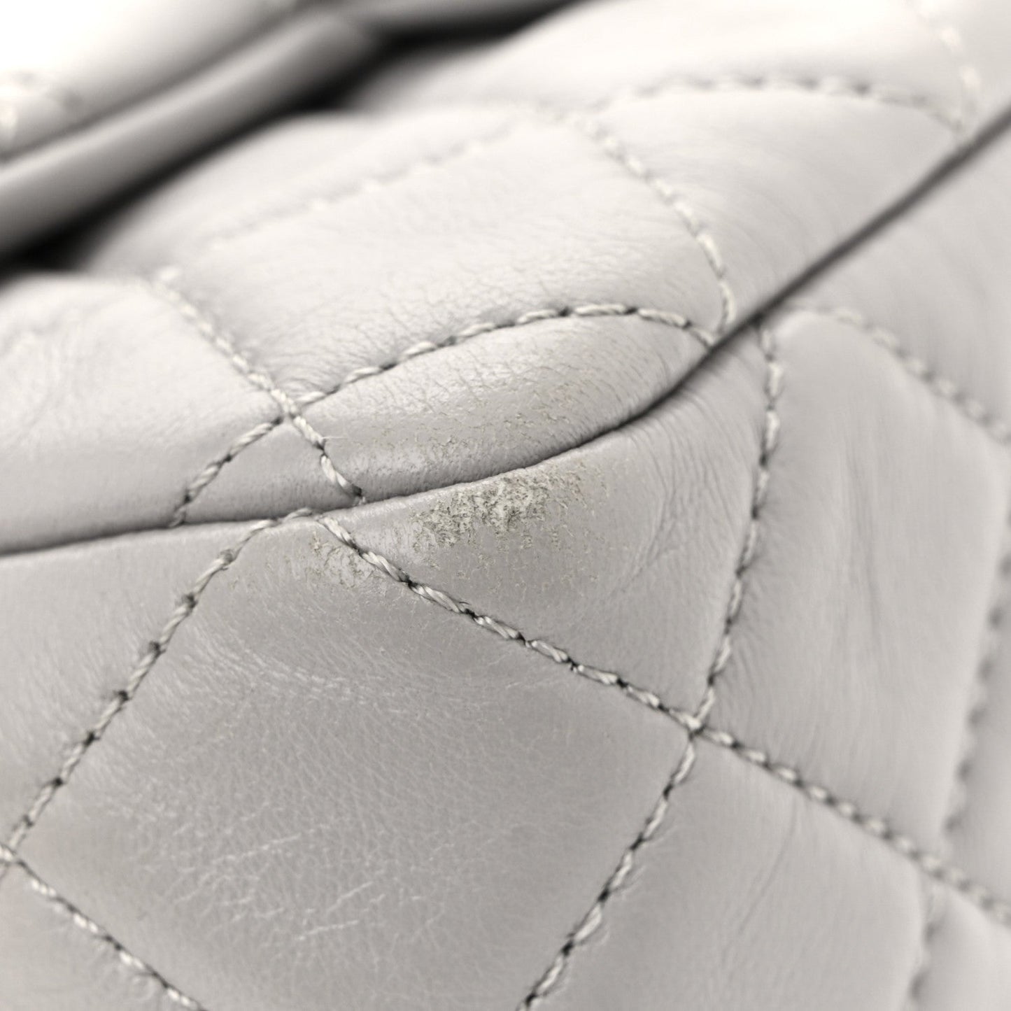 Lambskin Quilted Mini Rectangular Pearl Crush Flap Grey