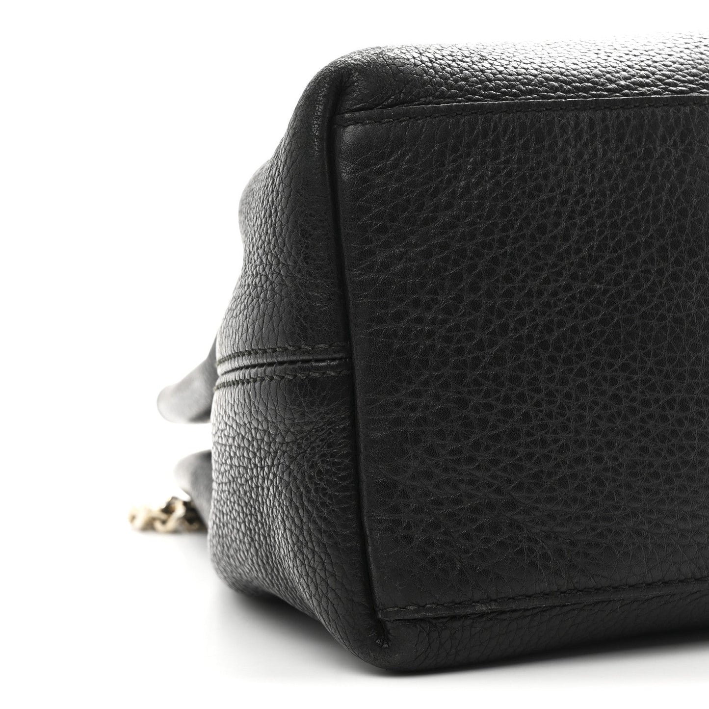 Pebbled Calfskin Medium Soho Chain Shoulder Bag Black