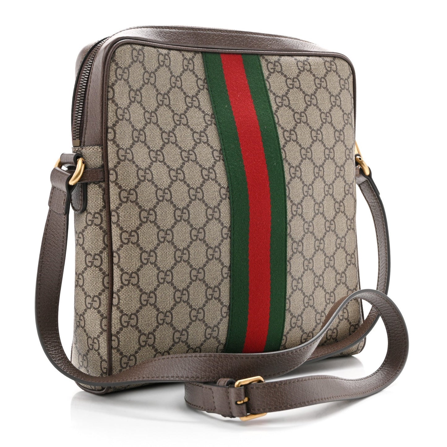 GG Supreme Monogram Web Medium Ophidia Messenger Bag Brown