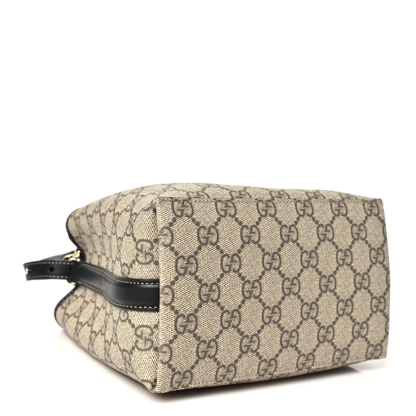 GG Supreme Monogram Emblem Mini Bucket Bag Beige Black