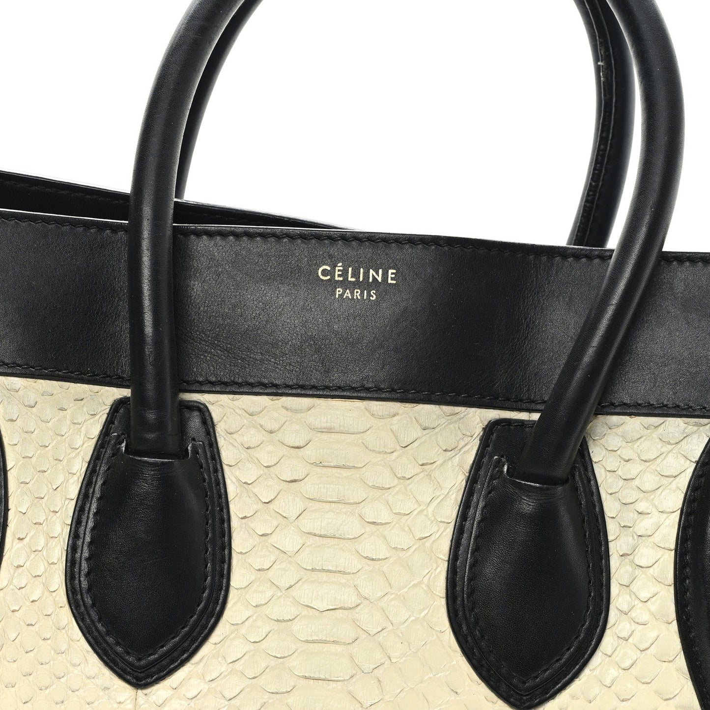 Calfskin Snakeskin Mini Luggage Black White
