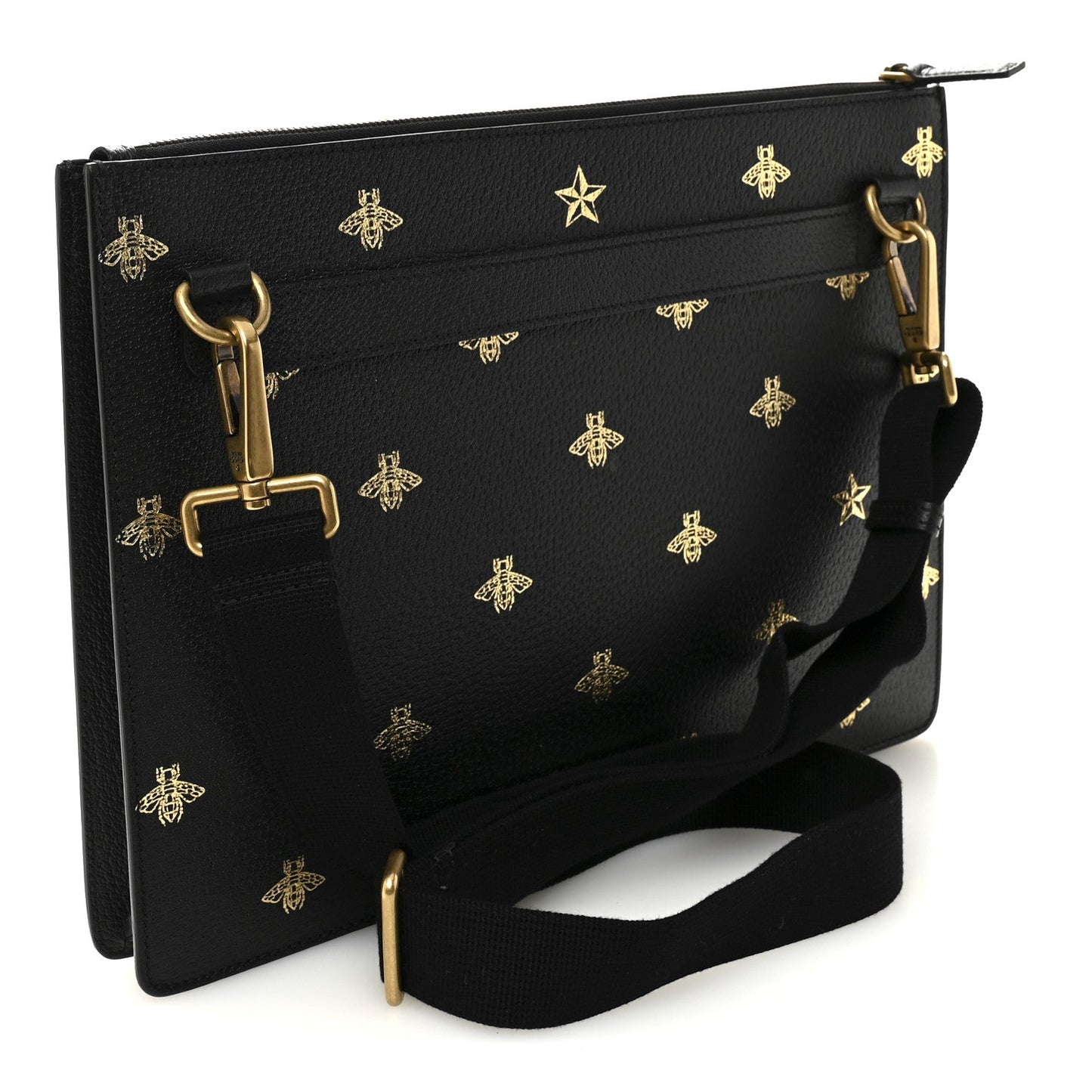 Grained Calfskin Bee Star Messenger Black