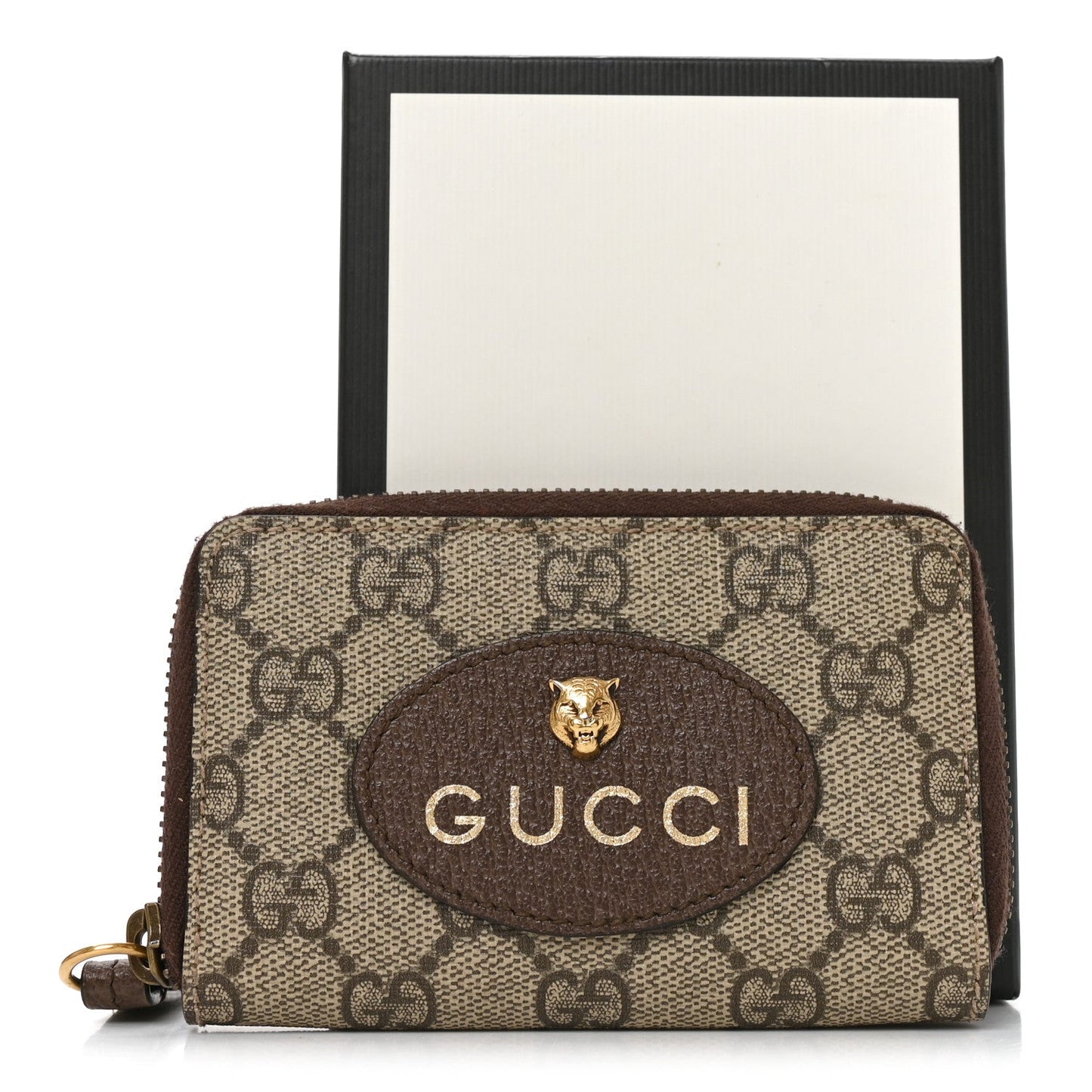 GG Supreme Monogram Neo Vintage Zip Around Card Case Beige Crop New Acero