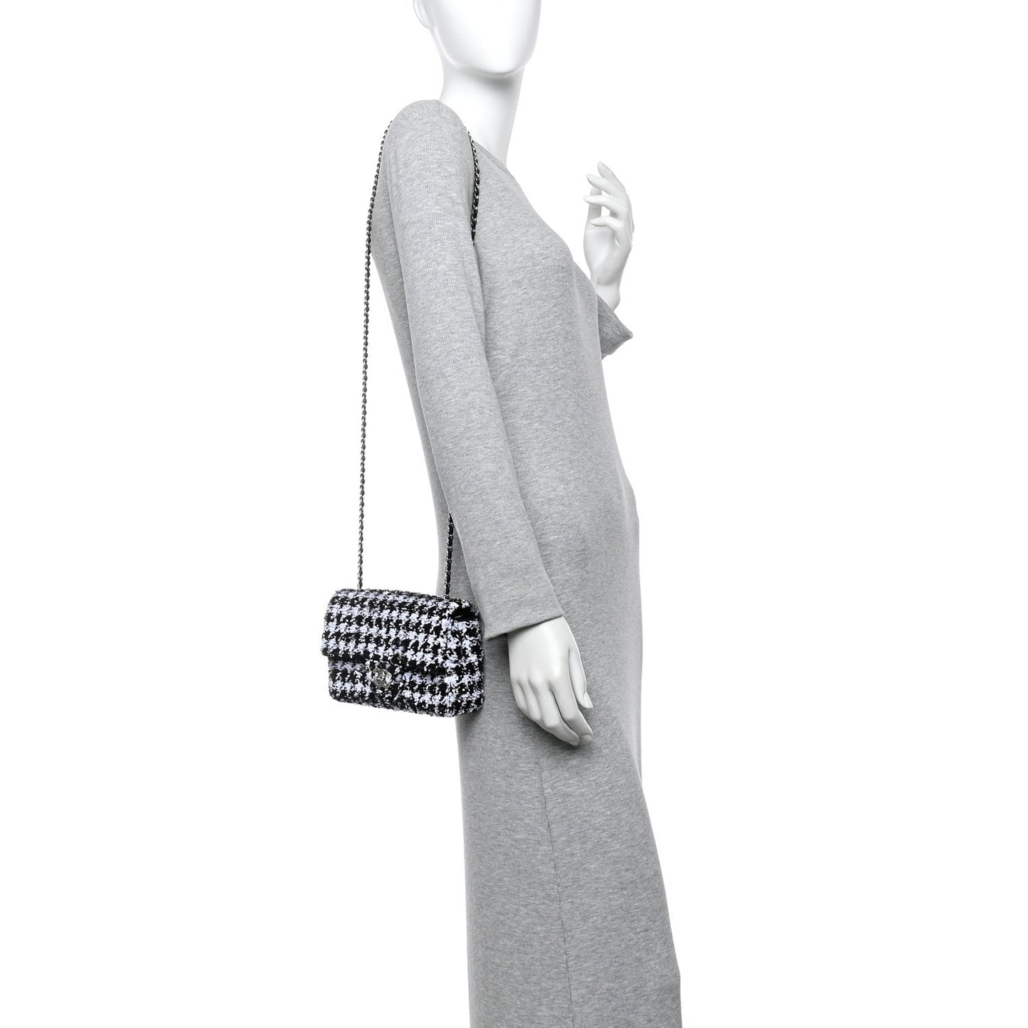 Sequin Houndstooth Small Flap Black White