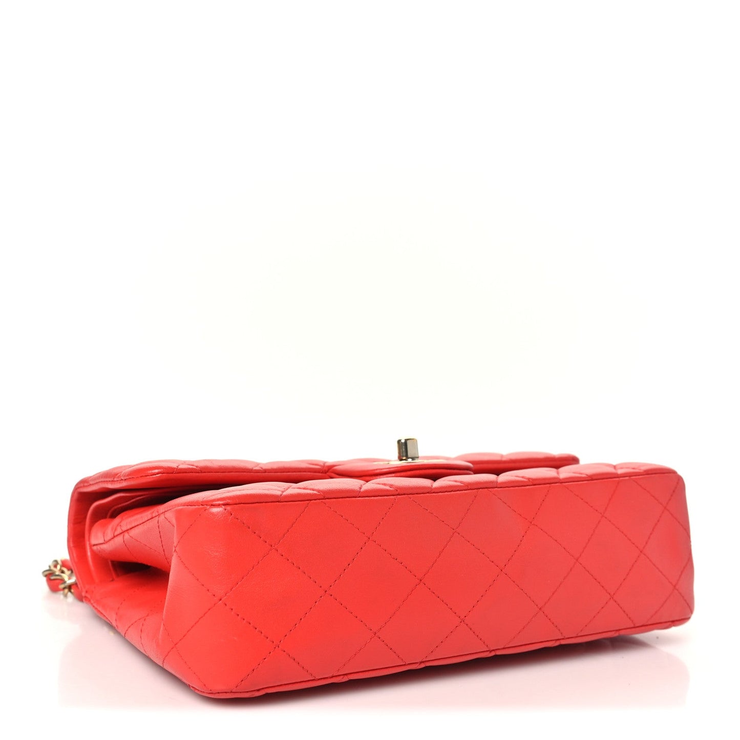 Lambskin Quilted Small Double Flap Red