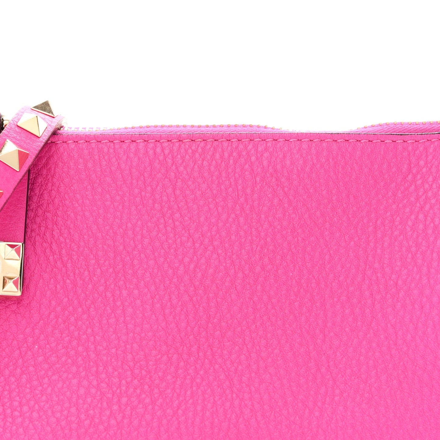 Pebbled Calfskin Small Rockstud Flip Lock Shoulder Bag Fuxia