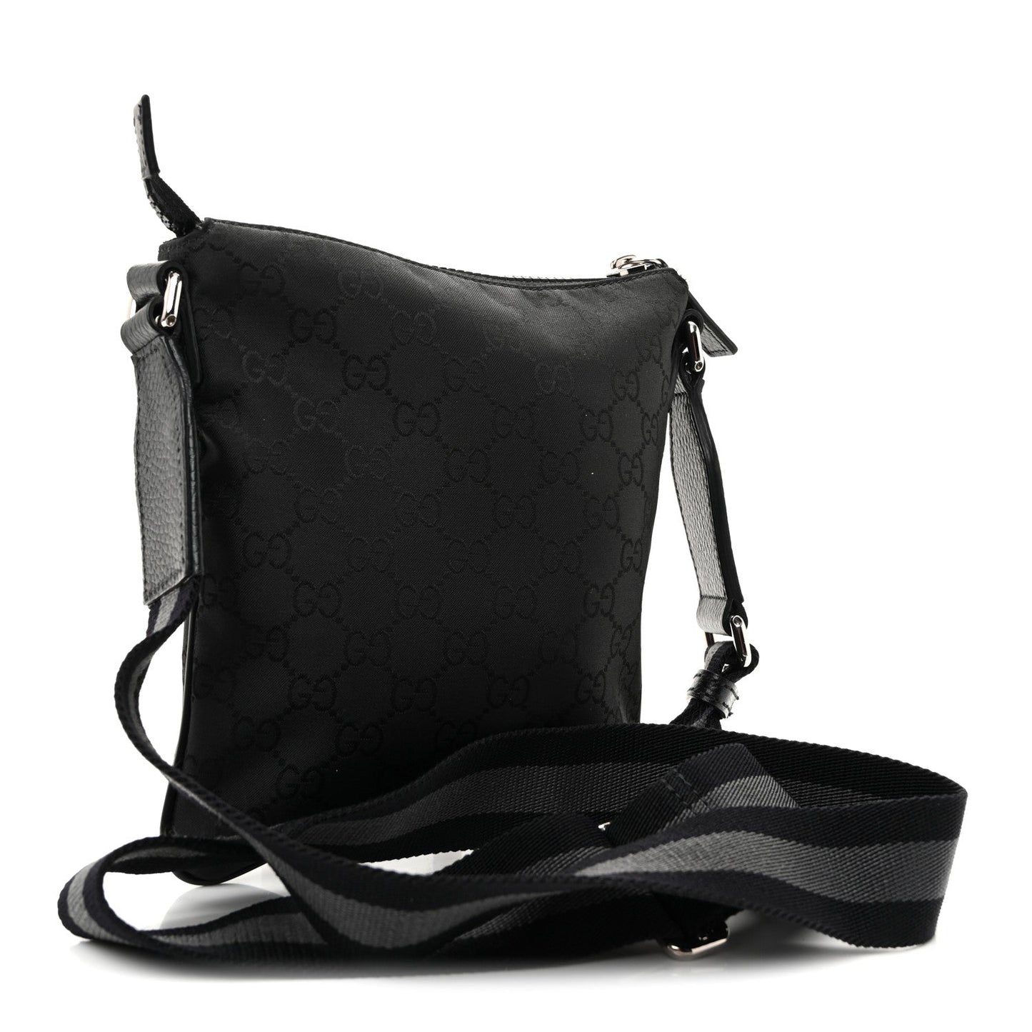 Nylon Monogram Mini Flat Messenger Bag Black