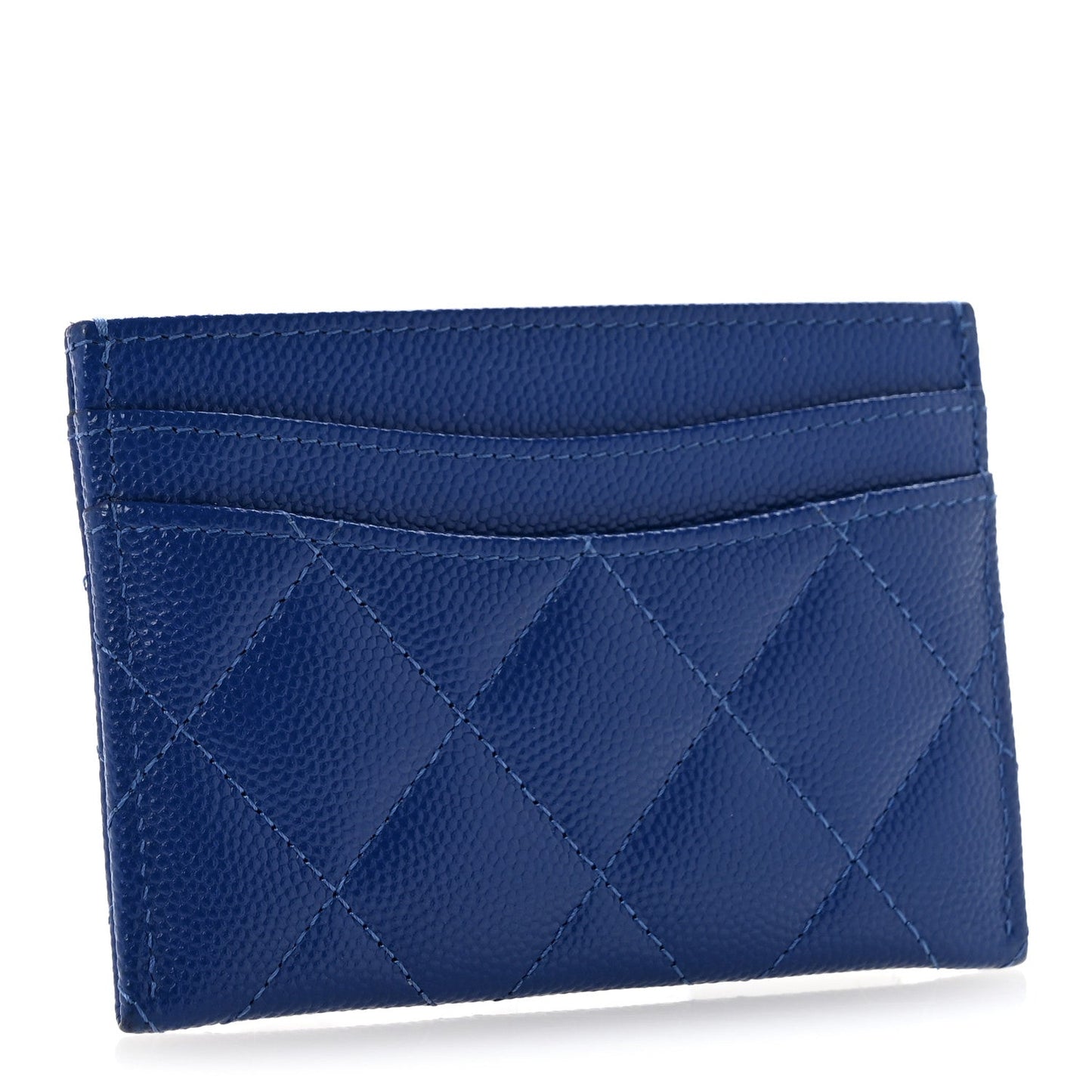 Caviar Quilted Card Holder Blue