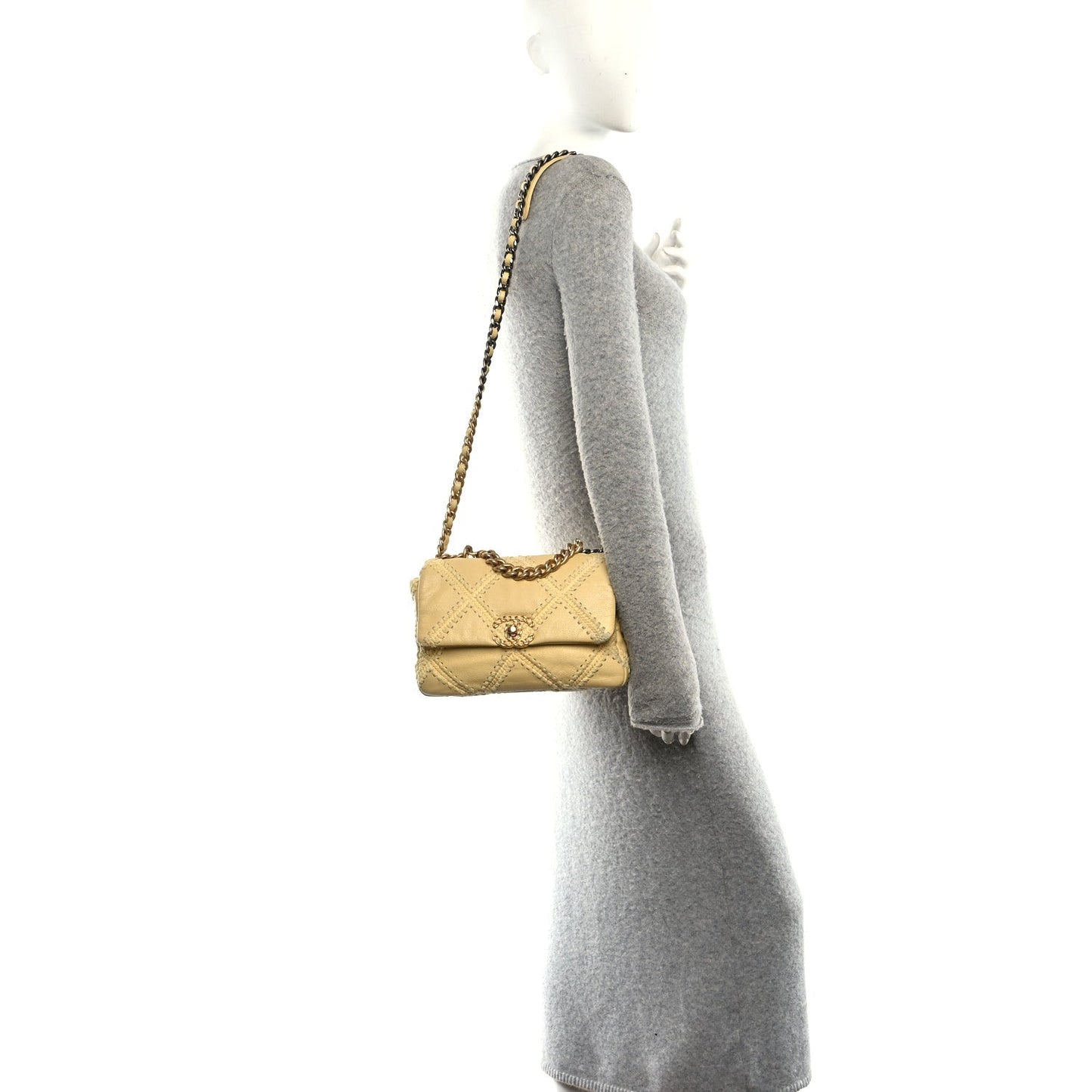 Calfskin Crochet Medium Chanel 19 Flap Yellow