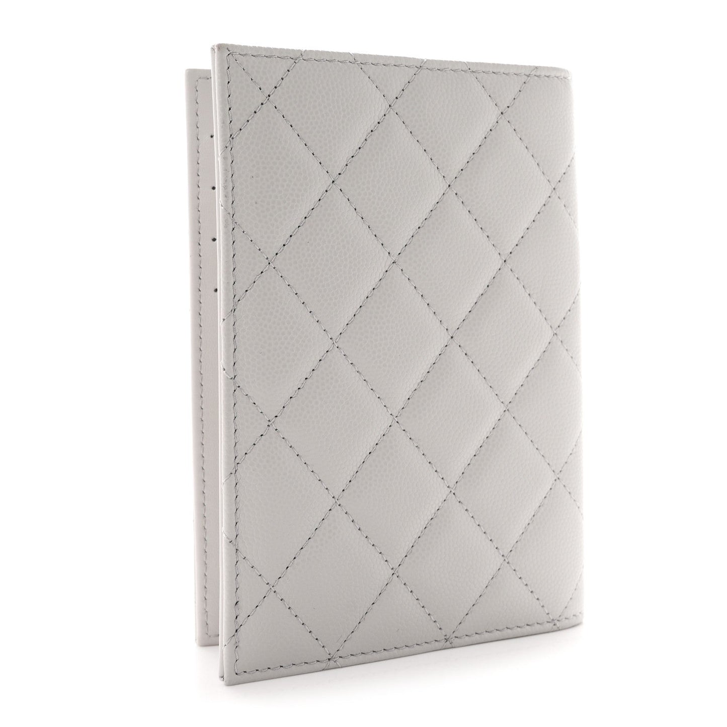 Caviar Quilted CC Passport Holder Grey