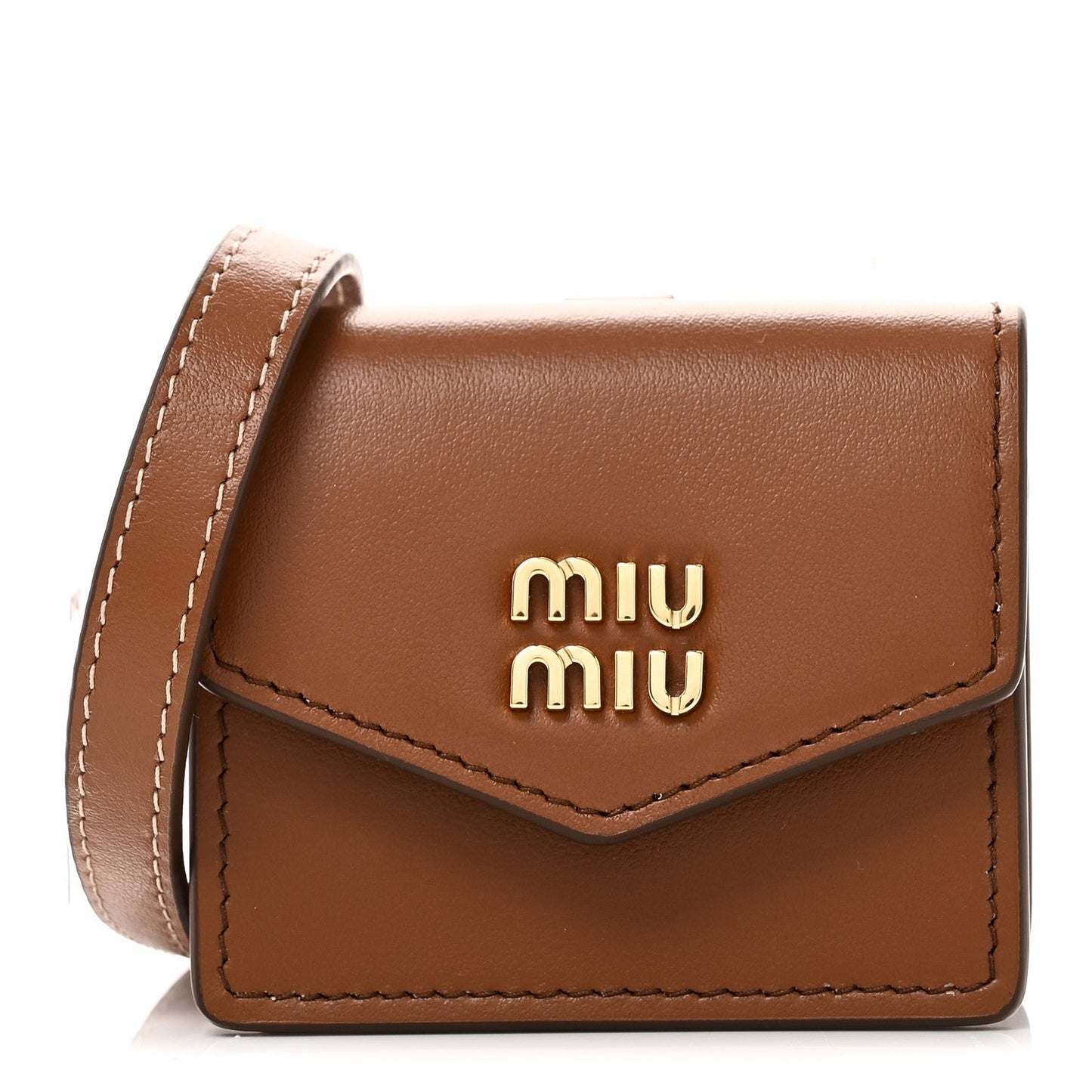 Nappa Flap Pouch Bag Charm Cognac Orange