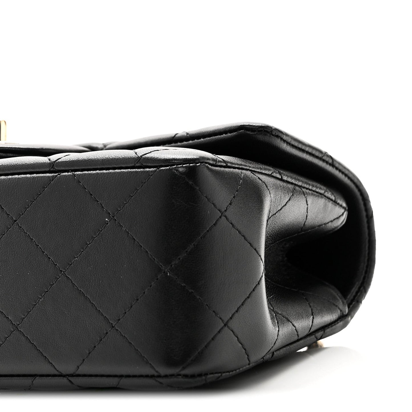 Lambskin Quilted Mini Top Handle Rectangular Flap Black