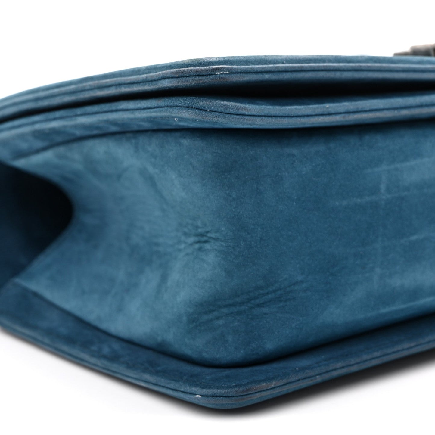 Nubuck Chevron Quilted Medium Boy Flap Blue