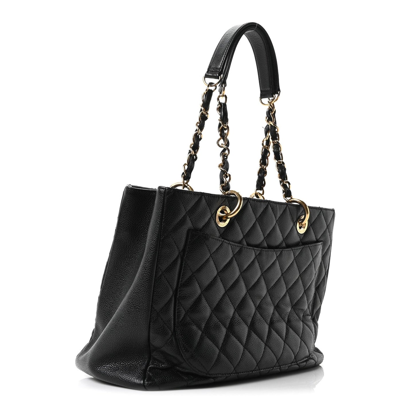 Caviar Quilted Grand Shopping Tote GST Black