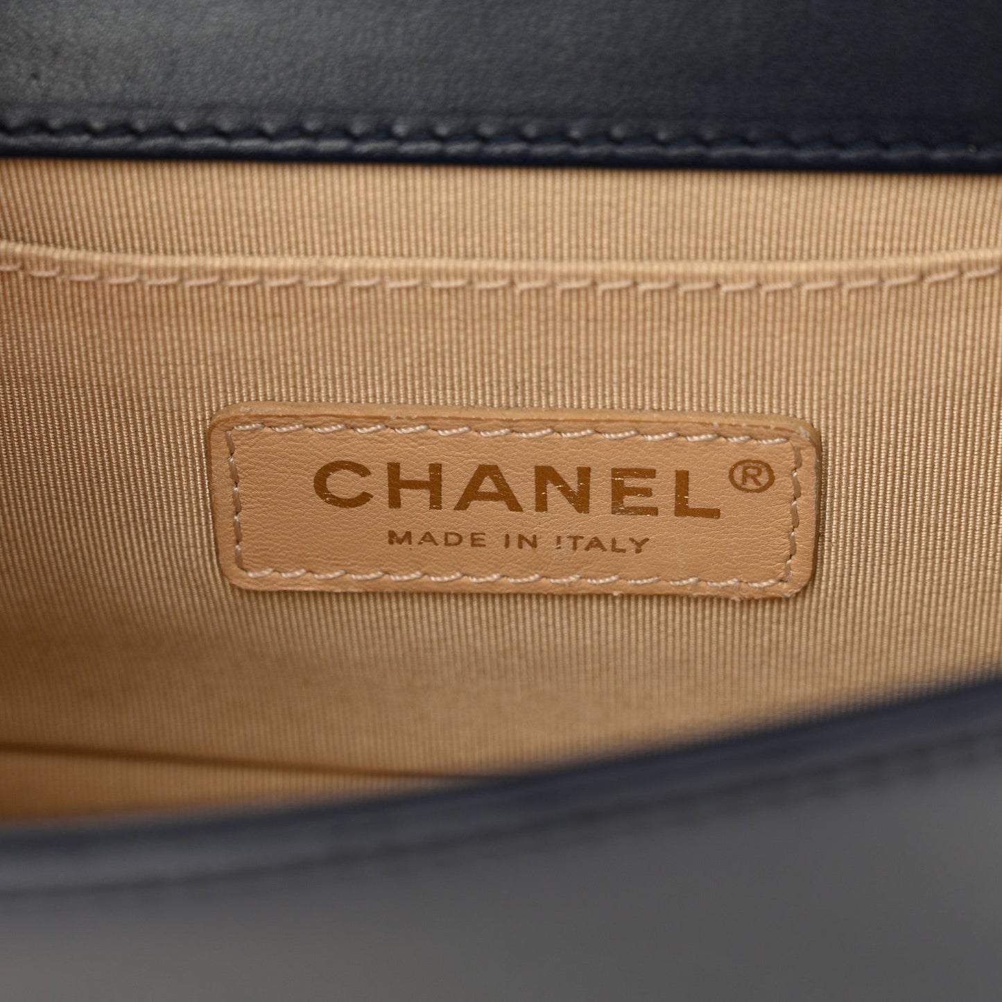 Lambskin Chain Quilted Small Boy Flap Navy