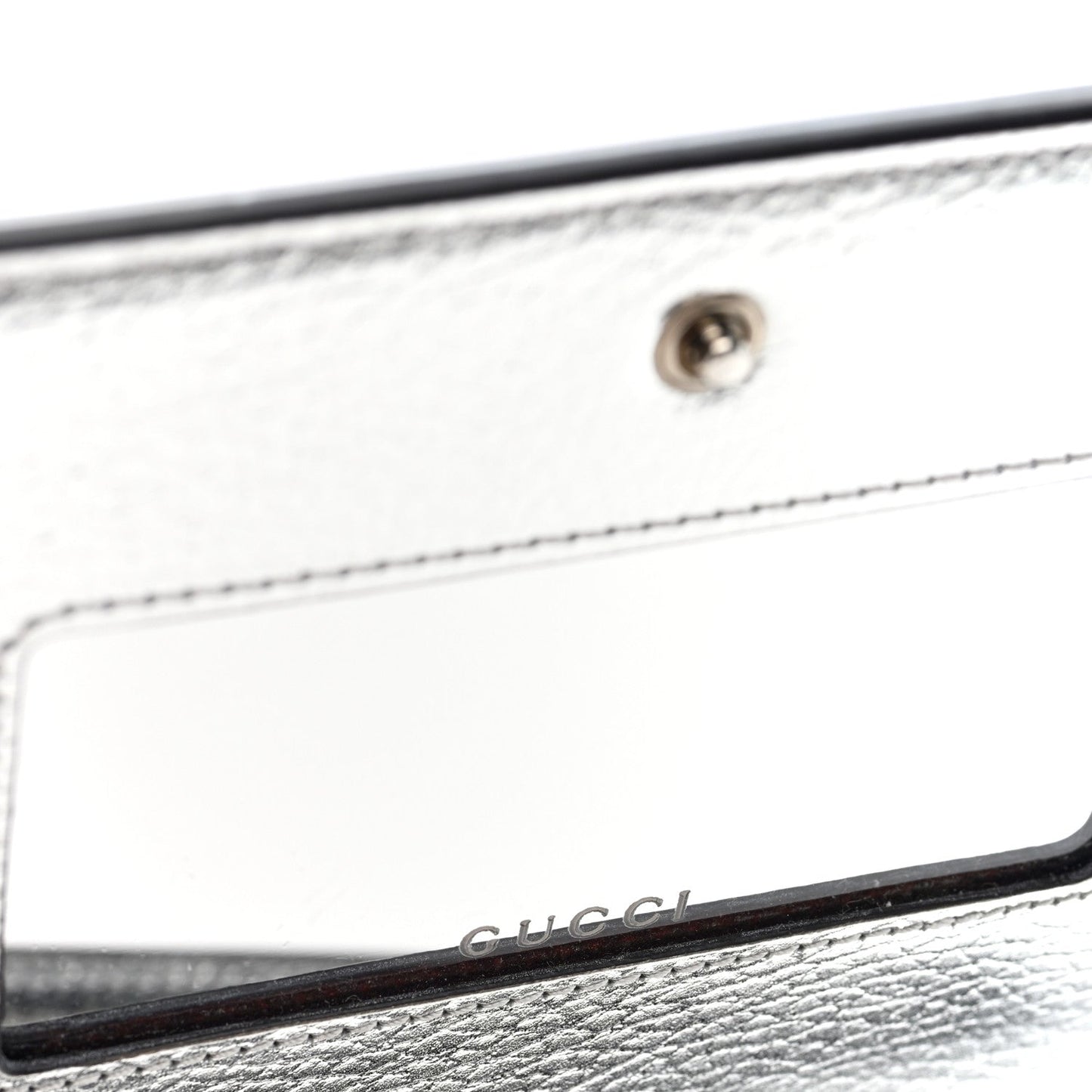 Metallic Dollar Calfskin Mini GG Marmont Chain Wallet Silver