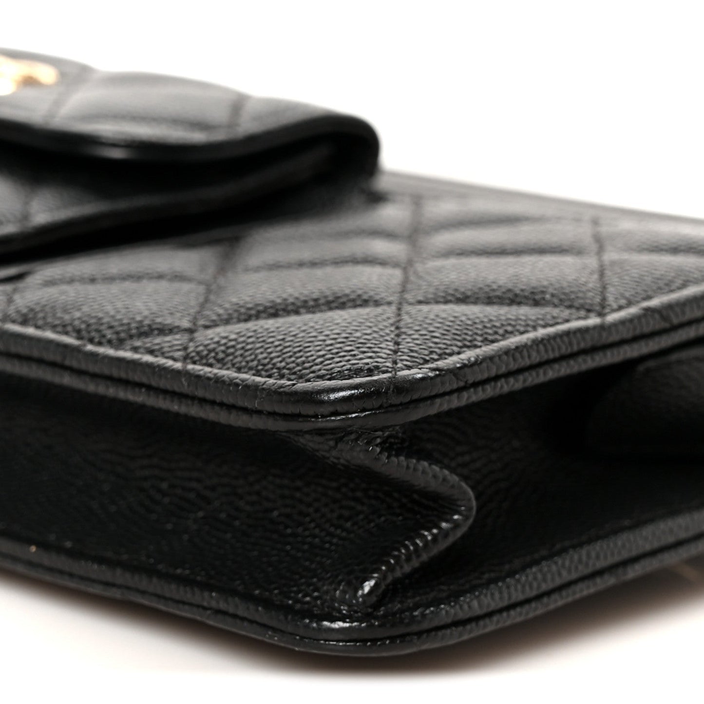 Caviar Quilted In & Out Chain Wallet Black