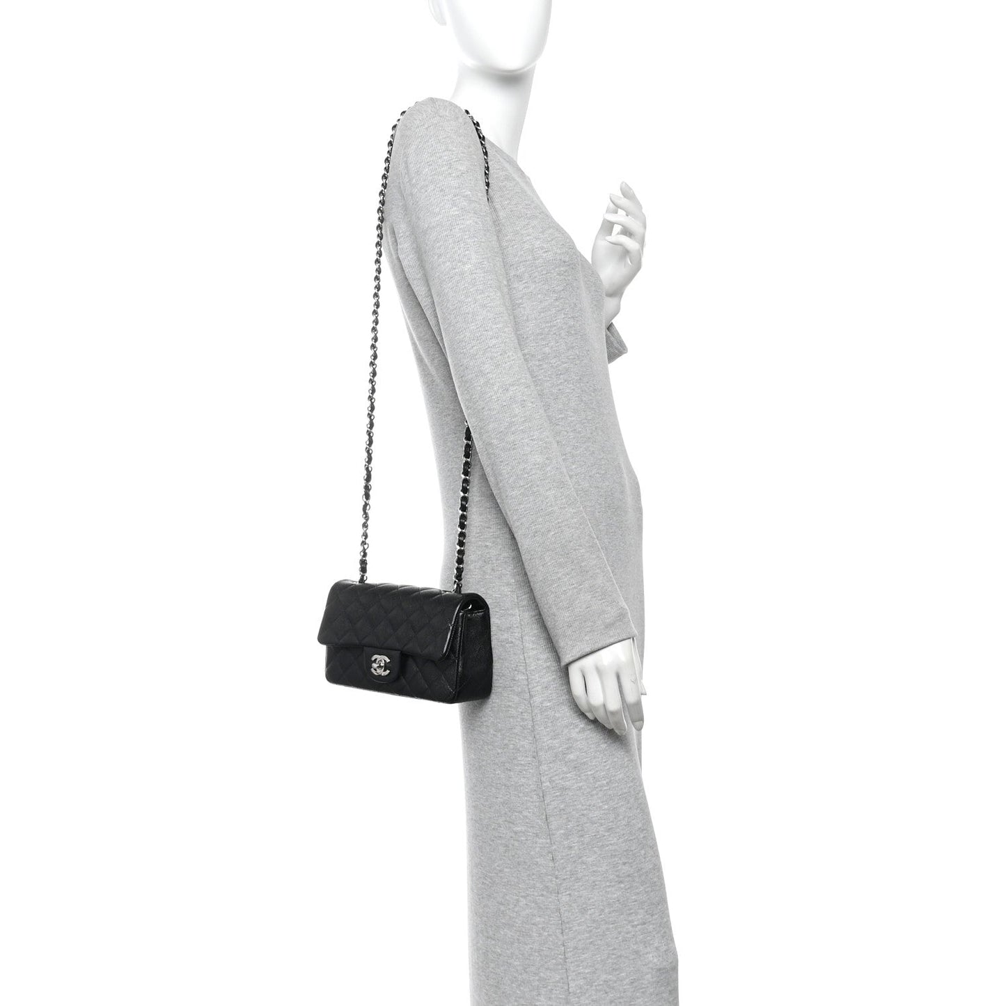 Caviar Quilted Mini Rectangular Flap Black