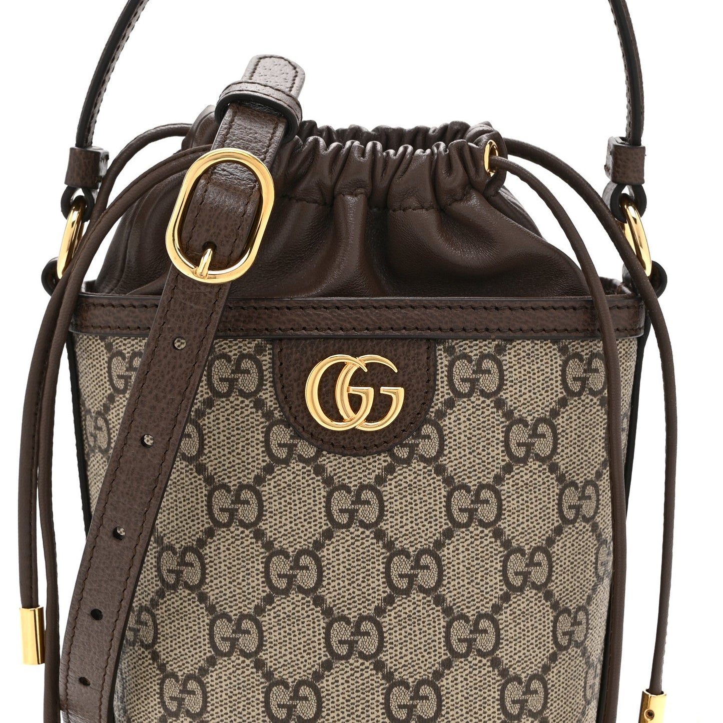 GG Supreme Monogram Ophidia Mini Bucket Bag Beige Ebony