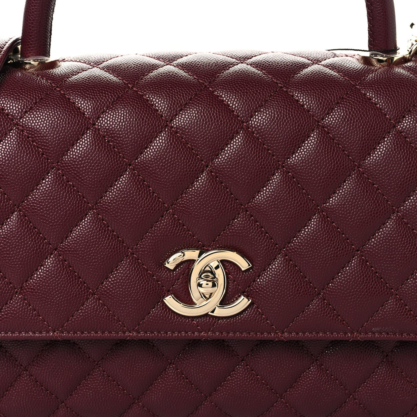 Caviar Quilted Small Coco Handle Flap Burgundy