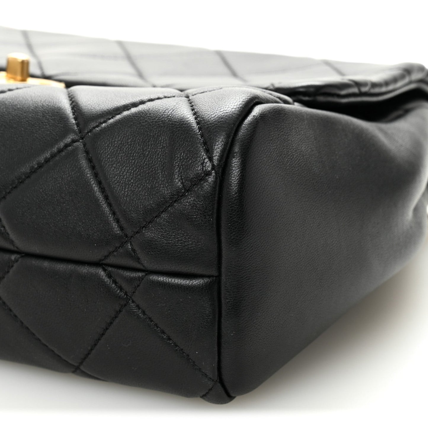 Lambskin Quilted Side Flap Black
