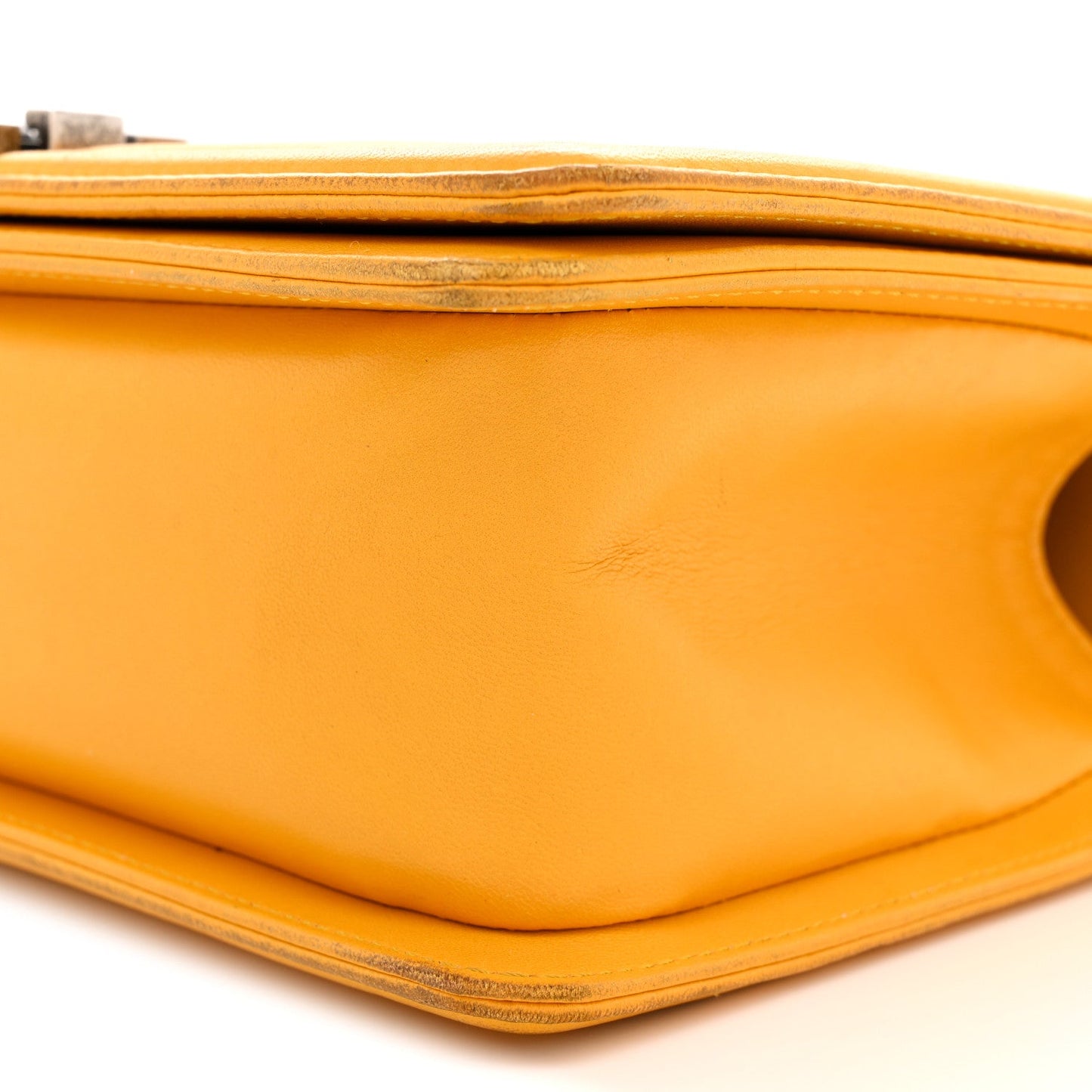 Lambskin Quilted Medium Boy Flap Yellow
