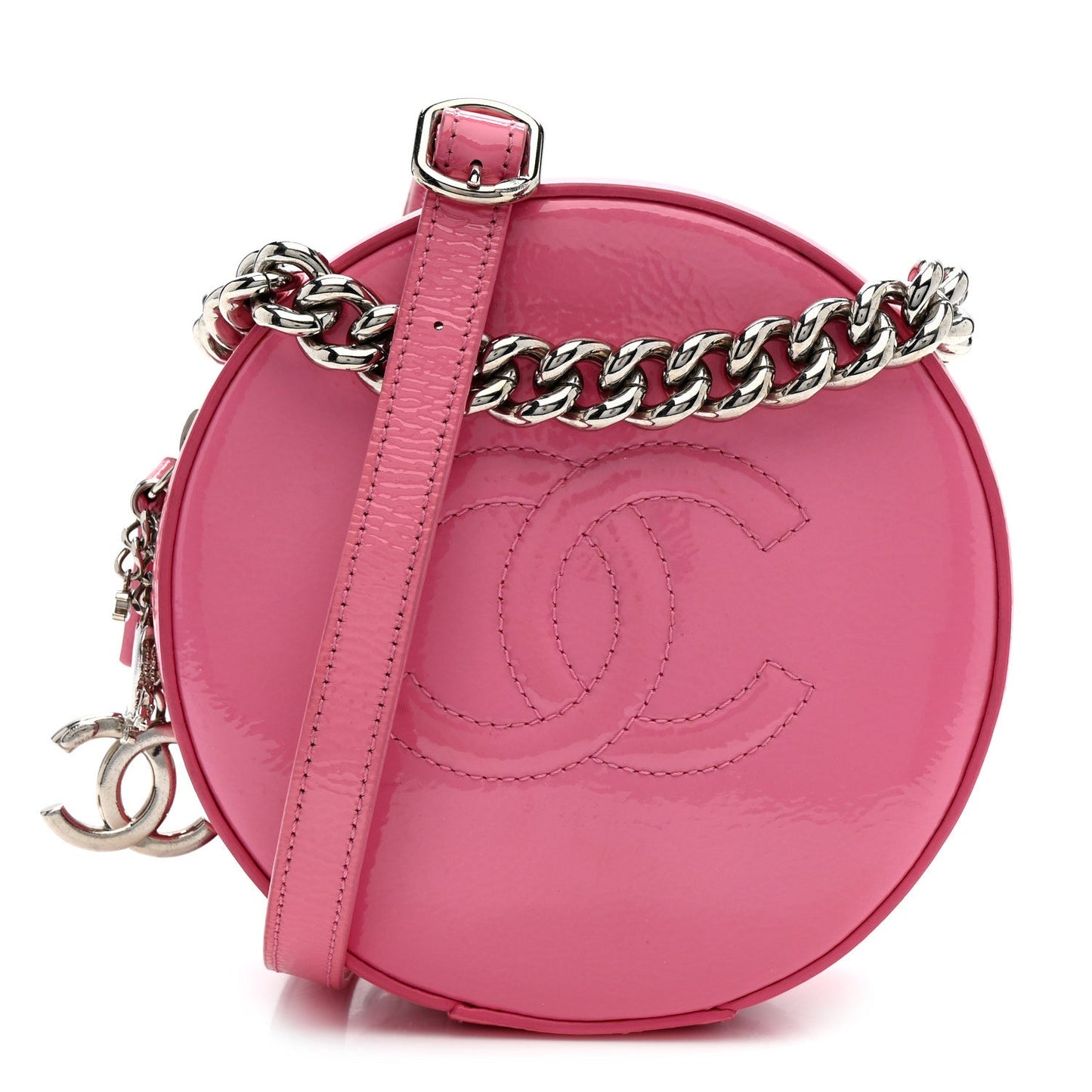 Patent Round As Earth Evening Bag Pink