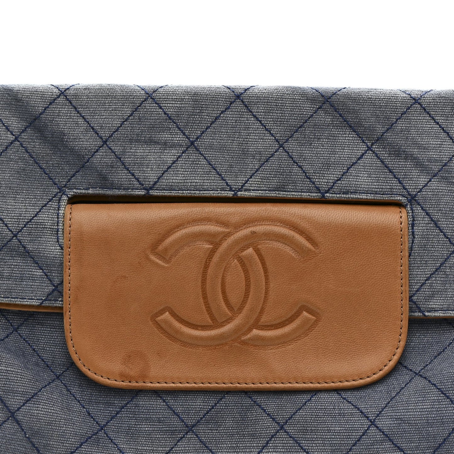 Denim Lambskin Quilted CC Clutch Blue