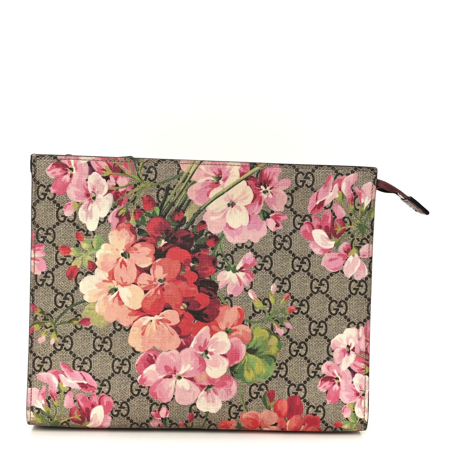 GG Supreme Monogram Blooms Large Cosmetic Case Beige Multicolor Dry Rose