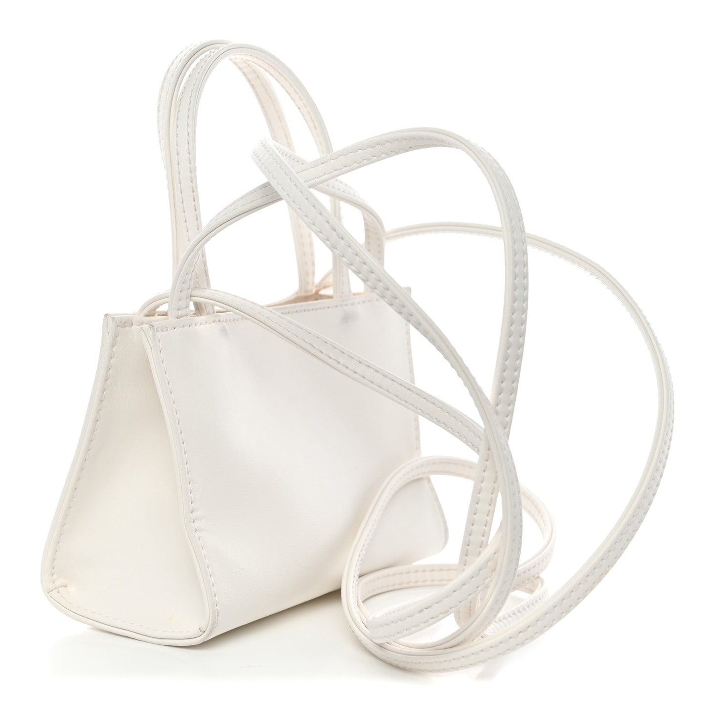 Vegan Leather Small Shopping Bag White
