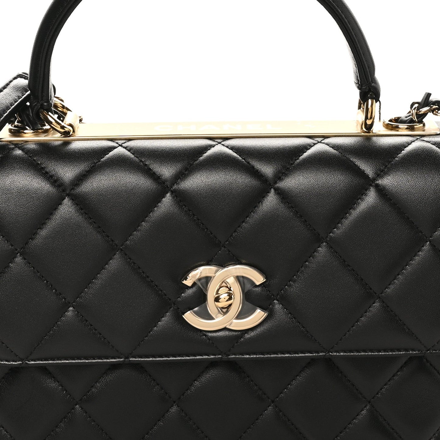 Lambskin Quilted Small Trendy CC Dual Handle Flap Bag Black