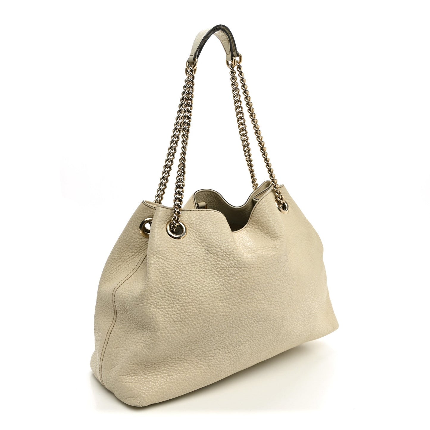 Pebbled Calfskin Medium Soho Chain Shoulder Bag Off White