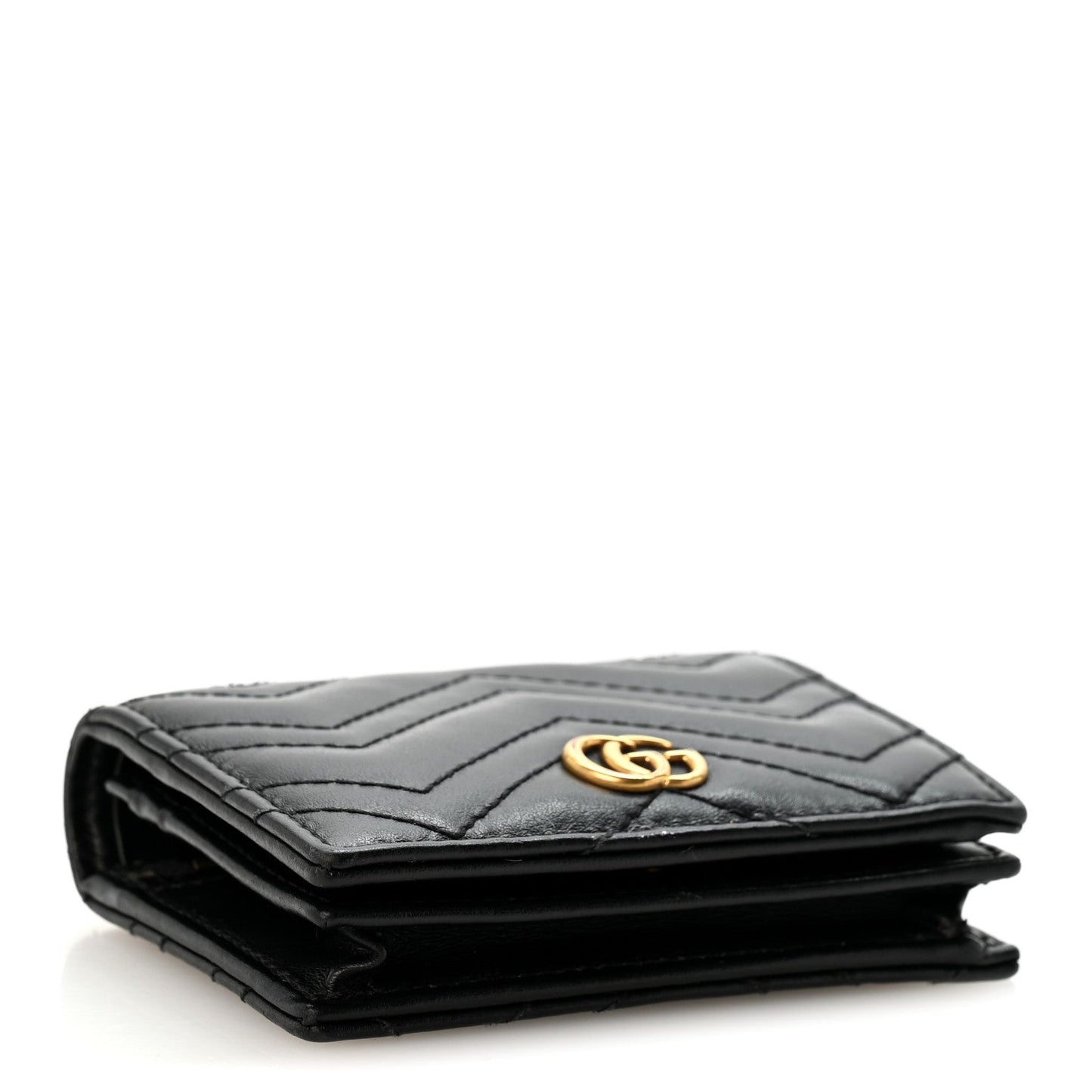 Calfskin Matelasse GG Marmont Card Case Wallet Black
