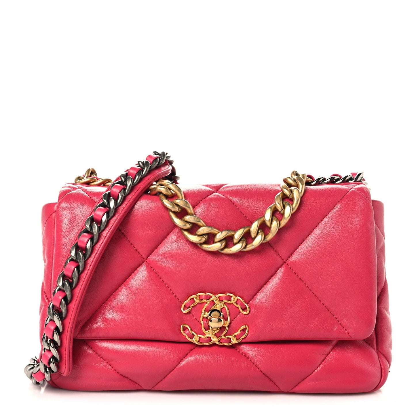 Lambskin Quilted Medium Chanel 19 Flap Dark Pink