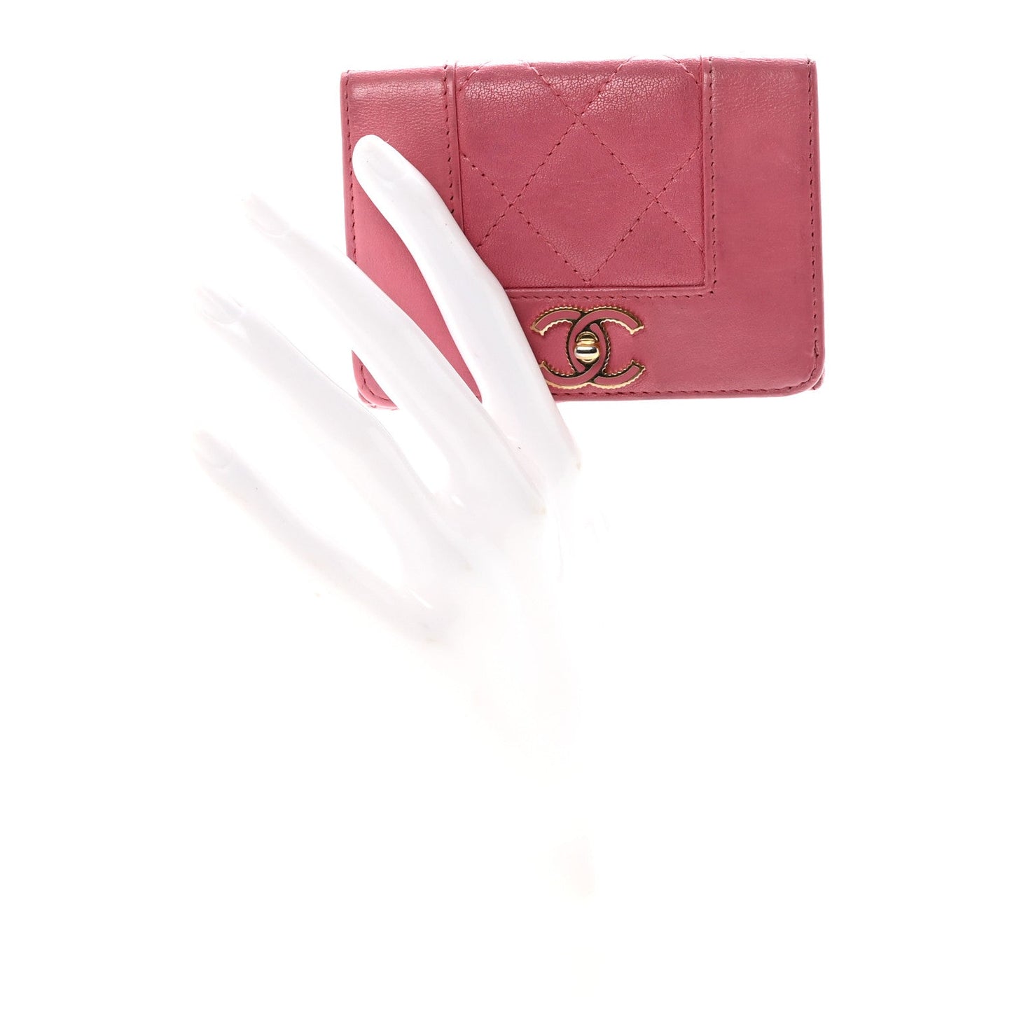 Sheepskin Quilted Vintage Mademoiselle Trifold Wallet Dark Pink