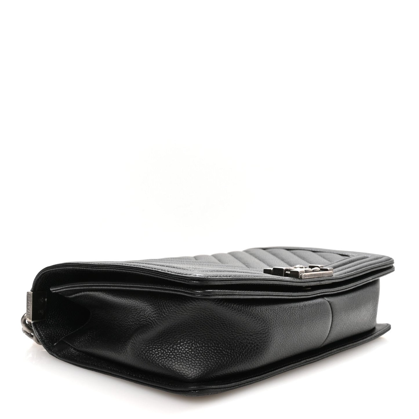 Calfskin Chevron Quilted New Medium Boy Flap Black