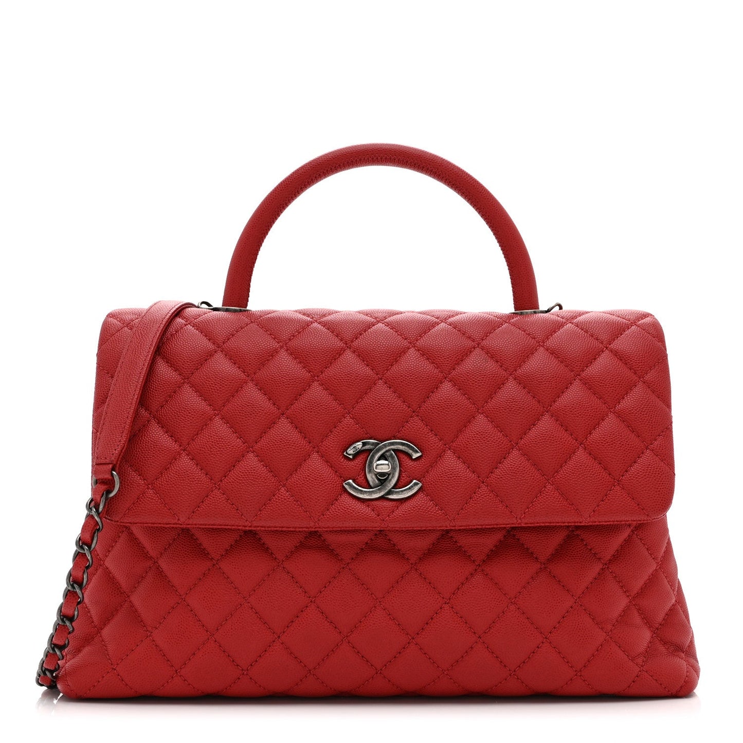 Caviar Quilted Medium Coco Handle Flap Red