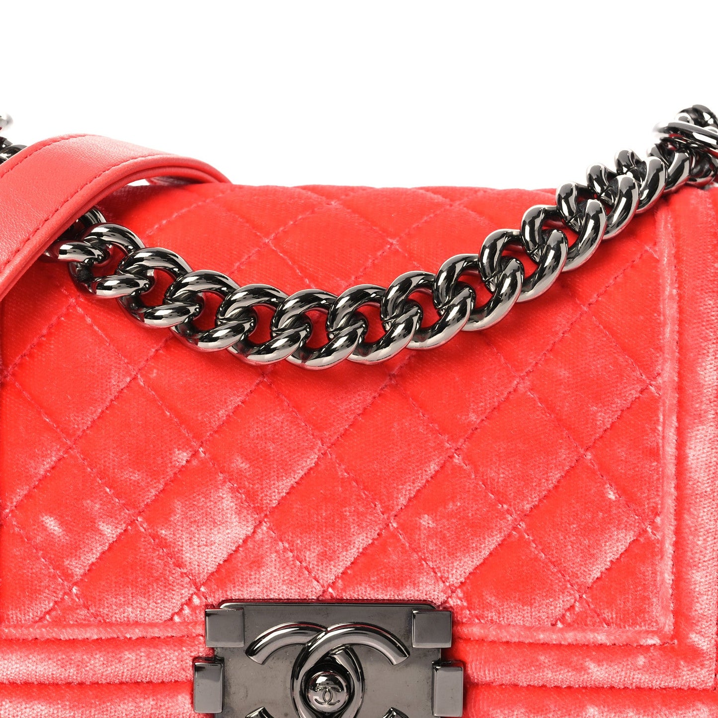 Velvet Quilted Small Boy Flap Coral