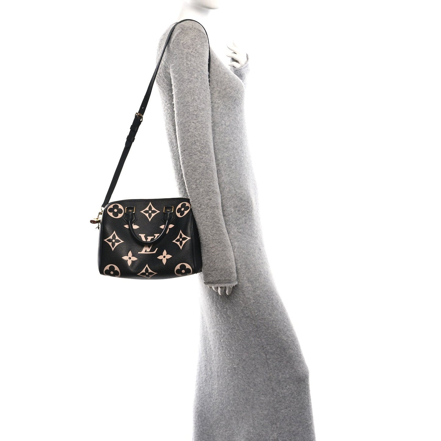 Empreinte Monogram Giant Speedy Bandouliere 25 Black Beige
