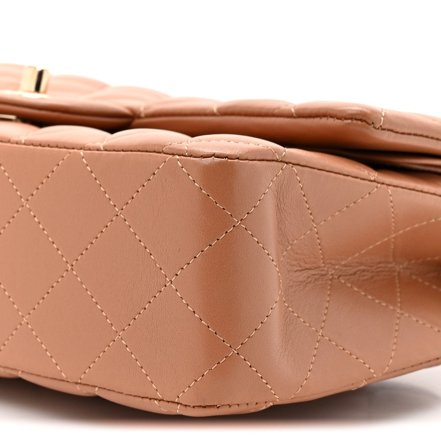 Lambskin Quilted Medium Double Flap Brown