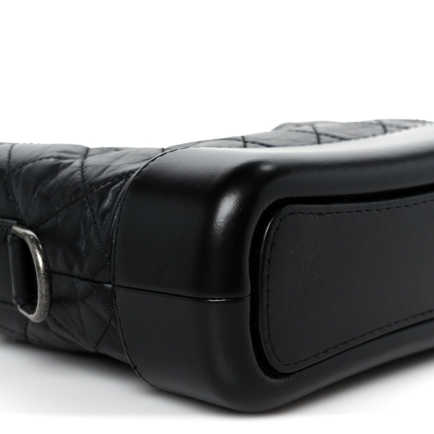 Aged Calfskin Quilted Small Gabrielle Hobo Black