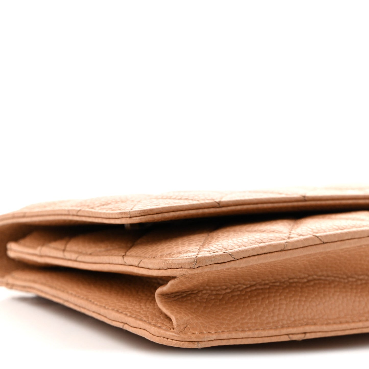 Caviar Quilted Wallet on Chain WOC Beige