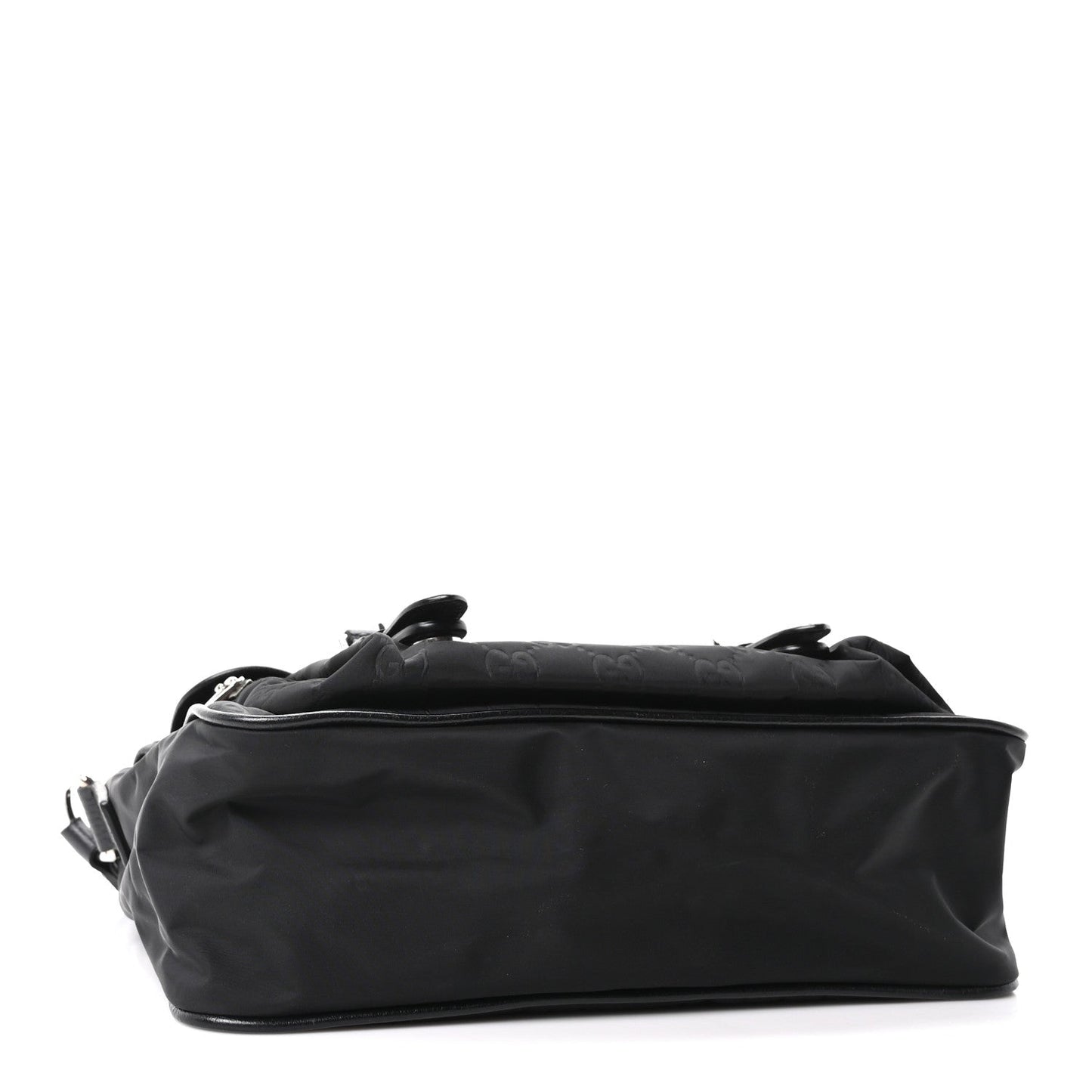 Nylon Monogram Double Buckle Flap Messenger Bag Black