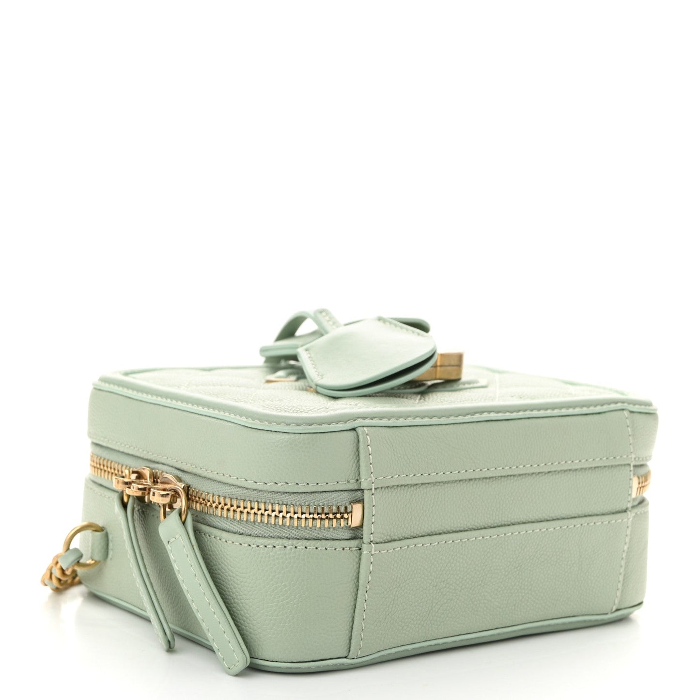 Caviar Quilted Small CC Filigree Vanity Case Mint