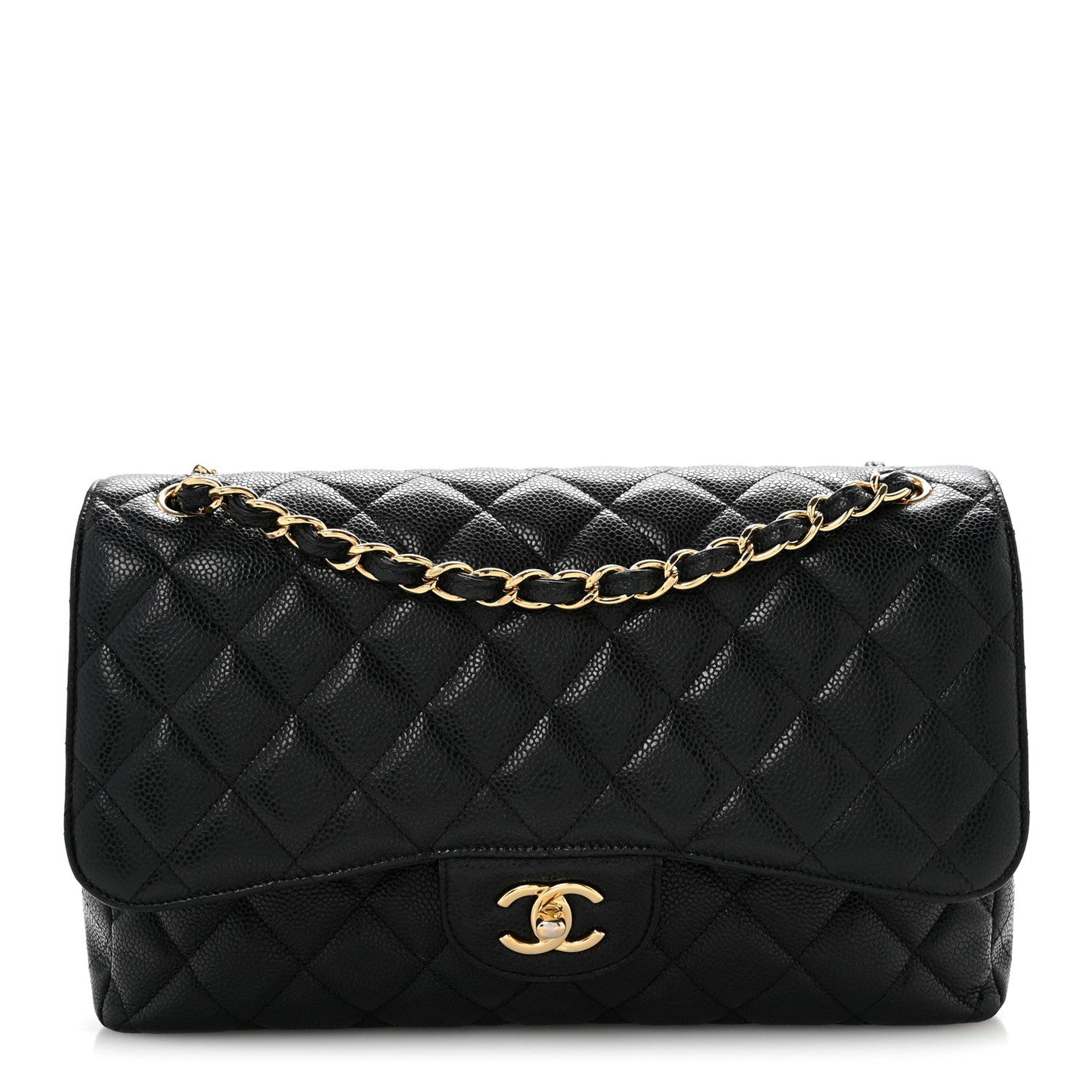 Caviar Quilted Jumbo Double Flap Black