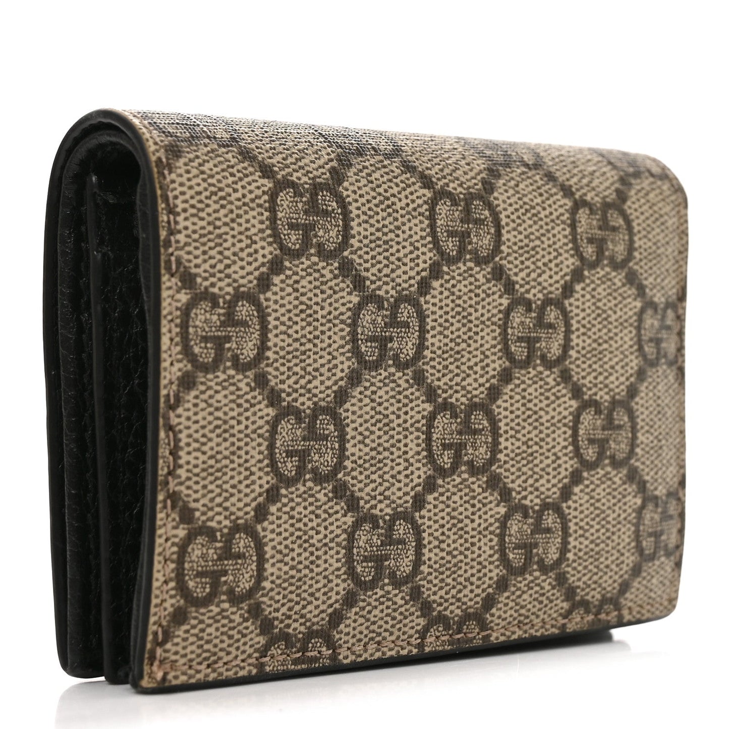Dollar Calfskin GG Supreme Monogram GG Marmont Card Case Black Beige Ebony