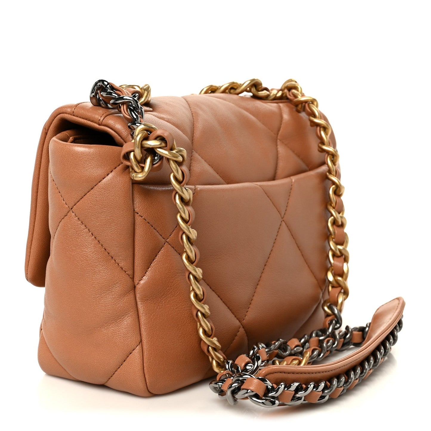 Lambskin Quilted Medium Chanel 19 Flap Brown
