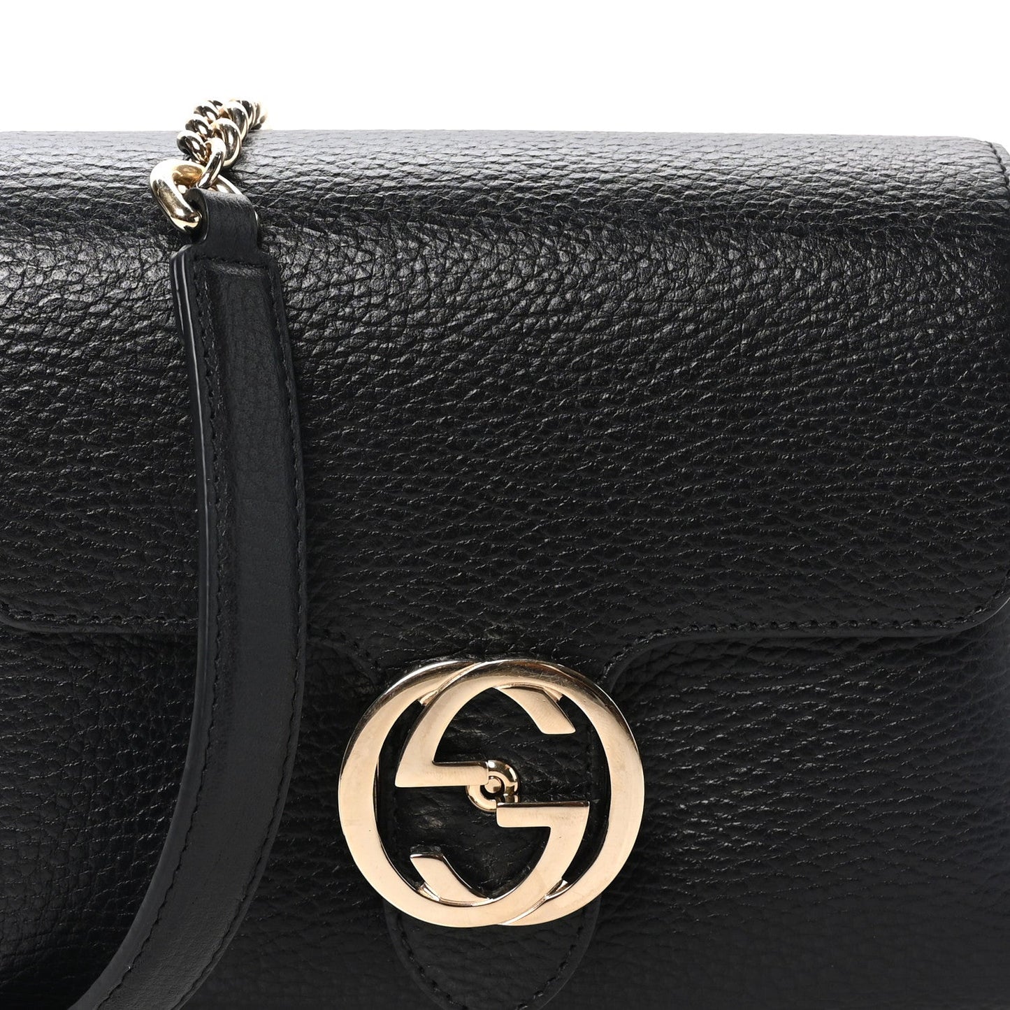 Dollar Calfskin Interlocking G Crossbody Bag Black